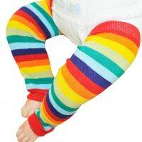 Baby Rainbow Striped Stockings Colorful Soft Crawling Knee High Socks Elbow Pads Protector Leg Warmers for 1-3 Years Old G99C