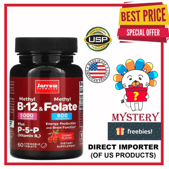 Jarrow Formulas, Methyl B-12 & Methyl Folate, Cherry Flavor, 5000 mcg ...