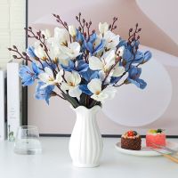 Magnolia Artificial Silk Simulation Flower Bouquet  5 Forks 20 Heads Christmas Home Decoration Fake Photography Props Wedding Artificial Flowers  Plan