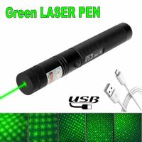 High Power 532nm Green/Red/Purple 5000m USB Laser 303 Pointer Pen Handheld Rechargeable Adjustable Focus with USB Cable