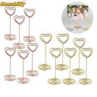 10pcs Place Card Clamps Stand Metallic Rose Gold Heart Shape Photos Clips Paper Clamp Table Numbers Holder Desktop Decoration Clips Pins Tacks