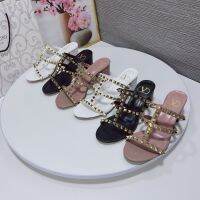 2023 ValentinoˉNew Sandals, Slippers, Thick Heels, Round Toe, Willow Stud, High Heels