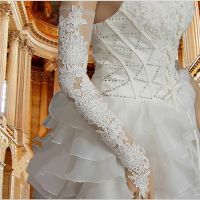 ┋▬ New Lace Wedding Gloves Long Extra Fingerless Appliques Bridal Accessories