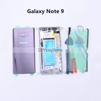 Original Samsung Galaxy NOTE 9 N960 N960F เต็มรูปแบบกรณีฝาหลังหน้าจอด้านหน้าเลนส์กระจก + กรอบกลางชิ้นส่วนที่สมบูรณ์