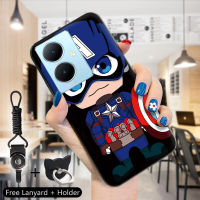 Case4you สำหรับ Vivo V29 5G Y78 5G Y78 5G + 5G เคสการ์ตูน Marvl Avenger TPU เคส Spiderman Ironman Captain อเมริกันเคสนิ่มแหวนใส่นิ้วสายคล้อง