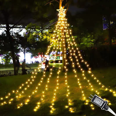 Christmas Star Fairy Solar Light Wedding Garland String Light Christmas Tree Hanging Star Light For Backyard Party Holiday Decor