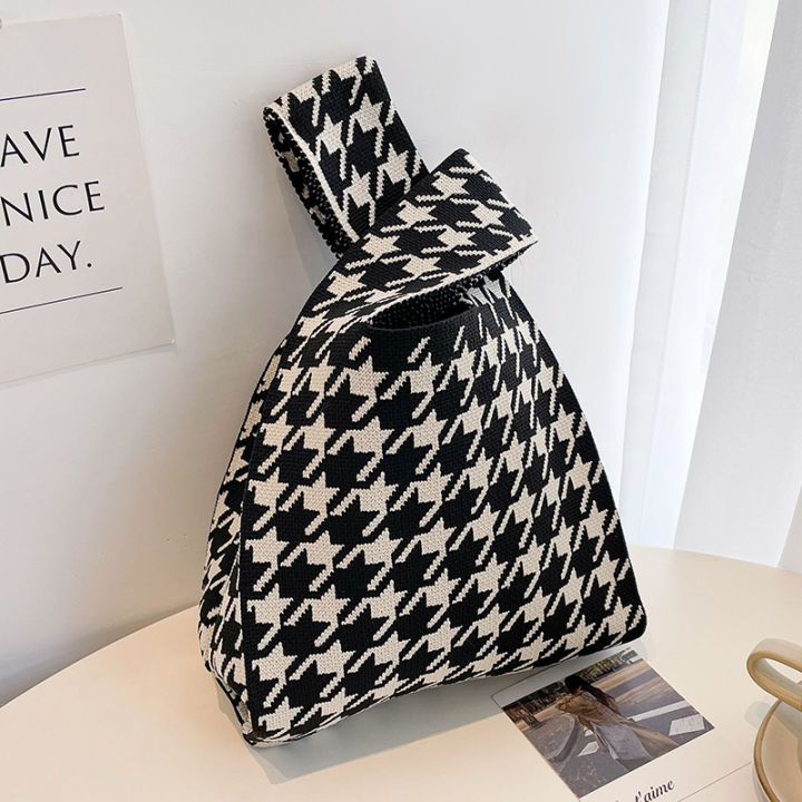 reusable-handmade-knot-casual-bag-mini-stripe-wide-japanese-shopping-color-plaid-wrist-handbag-knit