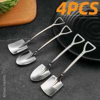 ☜ 1/2/4Pcs Stainless Steel Iron Shovel Spoon Coffee Ice Cream Engineering Retro Cute Square Head Kitchen Gadget