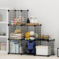 Modern Multifunctional Black Metal 35x35cm Mesh Combination Storage DIY Cube Wardrobe And Modular Shelf Net Wire Mesh Shelf Fishing Reels