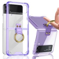 【Enjoy electronic】 Case for Samsung Galaxy Z Flip 4 Phone Case with Ring Stand Drop Resistant Clear Protective Cover for Samsung Galaxy Z Flip 4 5G