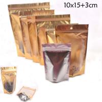 10x15+3cm(3.9x5.9) 200PCS one side matte clear foil  silver stand up zipper bag  gift Gold Standup ziplock Packing Pouch Food Storage Dispensers