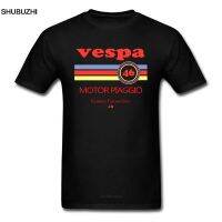 Vespa Motor Piaggio Italy เสื้อยืดสำหรับผู้ชายใส่สบายดีไซน์โลโก้เสื้อยืดวินเทจมอเตอร์ไซด์พิมพ์ลายผ้าฝ้าย