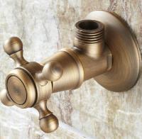 【YF】 1Pcs Antique Brass Cross Handles Bathroom Angle Stop Valve 1/2  Male x Thread Accessory lav004