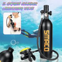 Smaco 1L Mini Scuba Diving Cylinder Oxygen Tank Adapter Dive Respirator Air Pump Snorkeling Breath Diving Equipment Accessories