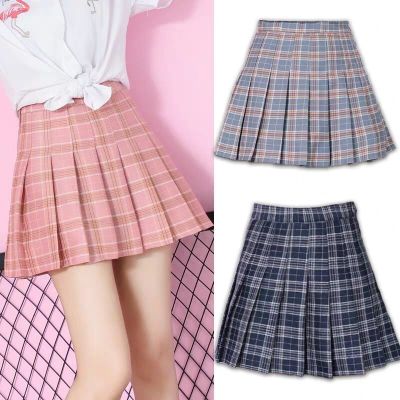 HIGH QUALITY Women Plaid Pleated Skirts Side Zipper Waist A-line Student Girl Mini Skirt