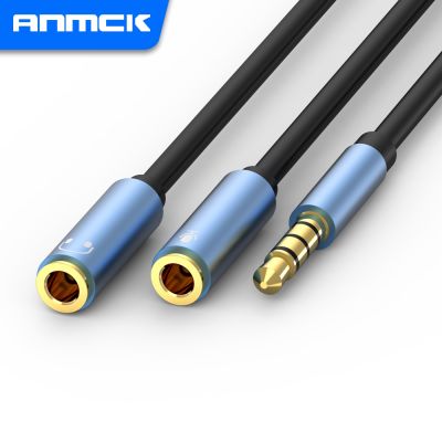 【CW】 Anmck 3.5mm Audio Splitter Extension Cable Jack 1 Male to 2 Female Mic Y for Laptop Headphone Aux Adapter