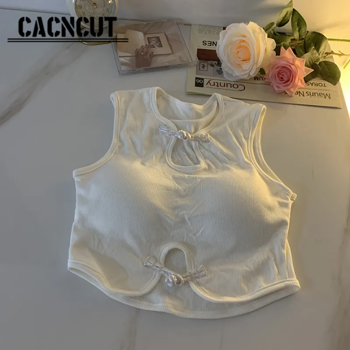 cacncut-กระดุมสไตล์จีนย้อนยุคแผ่นดิสก์เสื้อหน้าอกแขนกุดมีแผ่นหน้าอกหนึ่งเสื้อแนบเนื้อด้วย-spice-cutout-heart-spice-desire-top