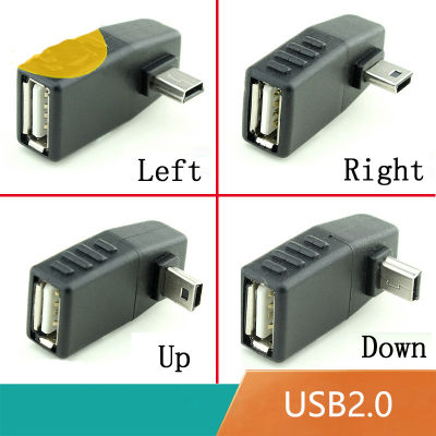 Mini USB 5Pin ชายไปยัง USB หญิง 90 องศามุม Converter Connector ข้อมูล SYNC OTG อะแดปเตอร์สำหรับรถยนต์ MP3 MP4 แท็บเล็ตโทรศัพท์ U-Disk-kdddd