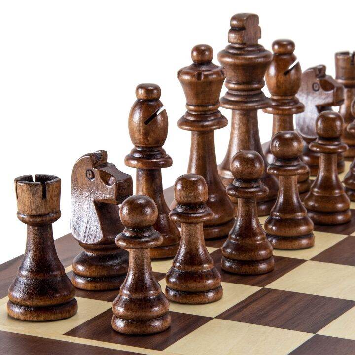 32 Pieses Wooden Chess Standard Tournamen Staunton Wood Chessmen 8cm