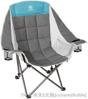 hyfvbu✢❈○  Folding Lawn with Mesh Armrests Padded and Cup Holders Camp Support 350 lbs Loun