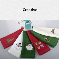 【DT】 hot 【DT】 hot 18pcs Decorative Luxury Hand Towel Santa Claus Christmas Towel Gift Embroidered Snowman Santa Claus Towel Bath Kitchen Towels