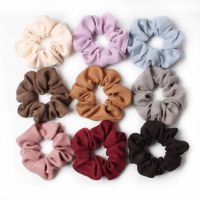 Vintage Scrunchie Autumn Winter Thick Solid Scrunchies Set Elastic Hair Bands Fashion Ponytail Ties Rope Hair Accessories 3Pcs