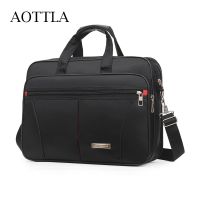 AOTTLA Hbag กระเป๋าเอกสารสีบริสุทธิ์สำหรับผู้ชายคลาสสิกสำหรับผู้ชาย,กระเป๋าไนล่อนกระเป๋าแล็ปท็อปความจุขนาดใหญ่17.5นิ้วกระเป๋าสะพายชายคุณภาพดี