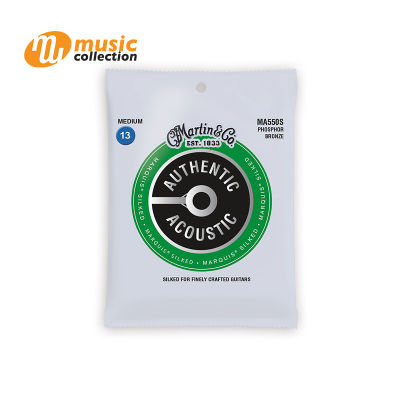 สายกีตาร์โปร่ง Martin MA550S Marquis Silked Phosphor Bronze Authentic Acoustic Guitar Strings Medium 13-56