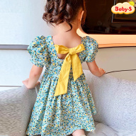 Đầm cho bé gái, Đầm hoa tay phồng 8-24kg chất thô mềm dáng xòe có thắt nơ lưng và khóa kéo đáng yêu Baby-S SD088 thumbnail