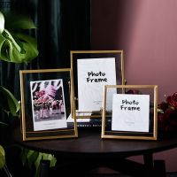 【ELE Photo frame】6/7นิ้วโลหะสีทองครอบครัวกรอบรูปเครื่องประดับสแควร์กรอบรูปแก้ว Nightstand ตกแต่งสก์ท็อปนอร์ดิกตกแต่งบ้าน