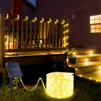 ZZOOI Solar Rope Tube Lights String Outdoor Waterproof IP65 LED Copper Wire Fairy Lights for Wedding Christmas Home Party Patio Decor