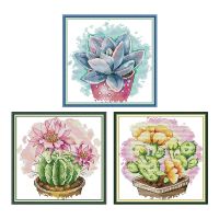 （Jinxiu cross-stitch） Joysucculentcross Stitch ชุดรูปแบบพืช DIY เย็บปักถักร้อยชุด14CT 11CT DIY นับพิมพ์ผ้าตกแต่ง