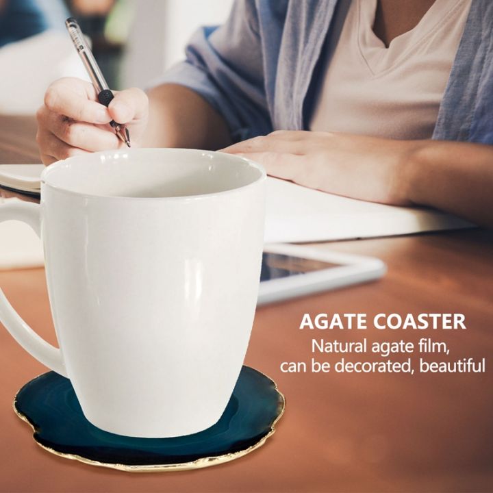 2pcs-agate-slice-blue-agate-coaster-teacup-tray-decorative-design-stone-coaster-gold-edges-home-decor-gemstone-coaster