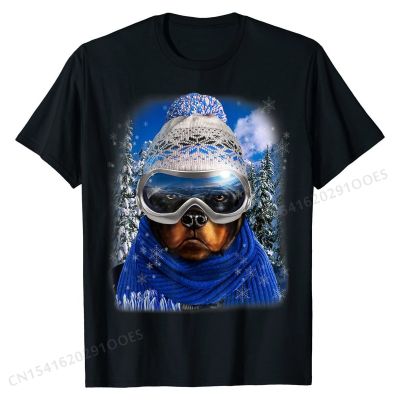 Rottweiler Dog in Winter Ski Snowboarding Sport Wear T-Shirt Cheap Men Tops Shirt Personalized T Shirts Cotton Classic