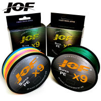 JOF X9 500ม. 300ม. 100ม. เอ็นตกปลาถัก9เส้นหลากสีหลายเส้นใยน้ำเค็มเส้น PE 20 24 35 40 50 65 80LB 9สี