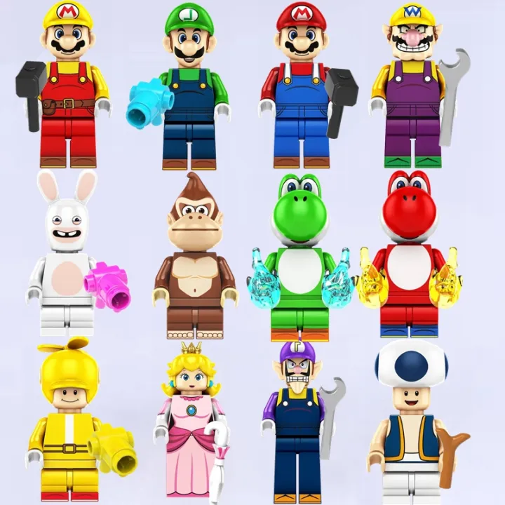 เกม-kinopio-luigi-ของเล่นเพื่อพัฒนาการสำหรับเด็กของขวัญวันเกิดชุดเจ้าหญิงพีช-diy-บล็อกตัวต่ออิฐรูปปั้นขนาดเล็กภาพยนตร์