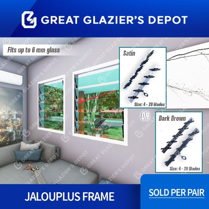 Jalouplus Jalousie Frame 4 Blades 10 for Louver Window 1 Pair (Left and