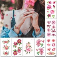 8 Pieces/set Water Transfer Body Tatoo Waterproof Temporary Tattoo Sticker Small Rose Flower Butterfly Decal Art Fake Tattoos