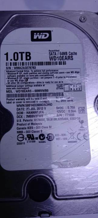 ฮาร์ดดิสก์มือสอง-wd-1tb-desktop-hdd-7200rpm-64mb-sata-3-wd10ez-ฮาร์ดดิส