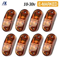 12V2 8x โคมไฟไฟด้านข้างไฟ LED รูปไข่4โวลต์แบบสากล Kedudukan Mentol Amber untuk Lori รถพ่วงรถตู้ Lori Bas Kereta