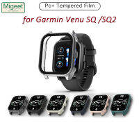 Migeet ฝาครอบป้องกันปกป้องหน้าจอ Casing PC กระจกเทมเปอร์บางเฉียบยากสำหรับ Garmin Venu SQ/SQ 2 Music สมาร์ทวอท์ช