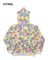 【CW】 Camouflage Print Y2k Hoodie Ladies Loose Size Couple Cartoon Jacket Hooded Sweater Men