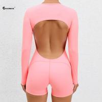 CHRLEISURE Long Sleeve Sport Jumpsuit Sexy Backless Fitness Romper without Pad 1PCS Naked Feeling Yoga Suit Workout Bodysuit Protective Gear