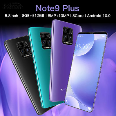 Note9plus 8 + 512G โทรศัพท์มือถือ5.8 Android-หน้าจอสมาร์ทโฟนนิ้ว