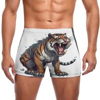 Tiger Swimming Trunks Cartoon  Drawing Style Fashion Beach Swim Boxers Large Size Elastic Man Swimwear Swimwear