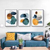 บทคัดย่อ Geometric Wall Art ภาพวาดผ้าใบ-Multicolor Blue Green โปสเตอร์และภาพพิมพ์-Nordic ภาพตกแต่งสำหรับตกแต่งบ้าน