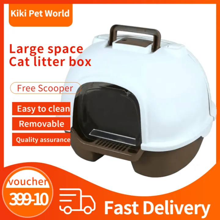 【Kiki Pet World】Cat Litter Box Fully Enclosed Pet Supplies Cat Toilet Environmental Protection