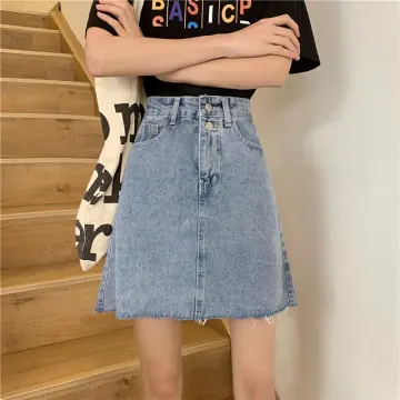 Elastic waist outlet denim skirt