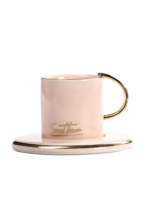Ceramic Coffee Cup and Saucer Set Nordic High Quality Water Cup Mug with Spoon Tazas De Cafe Family Drinkware SX50BD