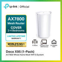 TP-Link Deco X95 AX7800 Mesh Router WiFi 6 อินเตอร์เน็ต Tri-Band พอร์ต 2.5 Gbps Wi-Fi เร็วสูงถึง 7,800 Mbps รองรับสูงสุด 200 Devices ไวไฟ Seamless AI-Driven Mesh